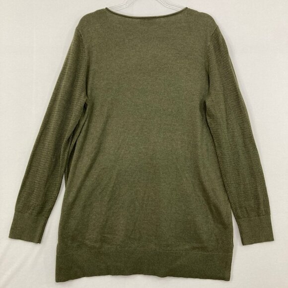 New LOFT size XL Green/Gray V Neck Soft Lightweight Knit Pullover Sweater - Picture 8 of 9
